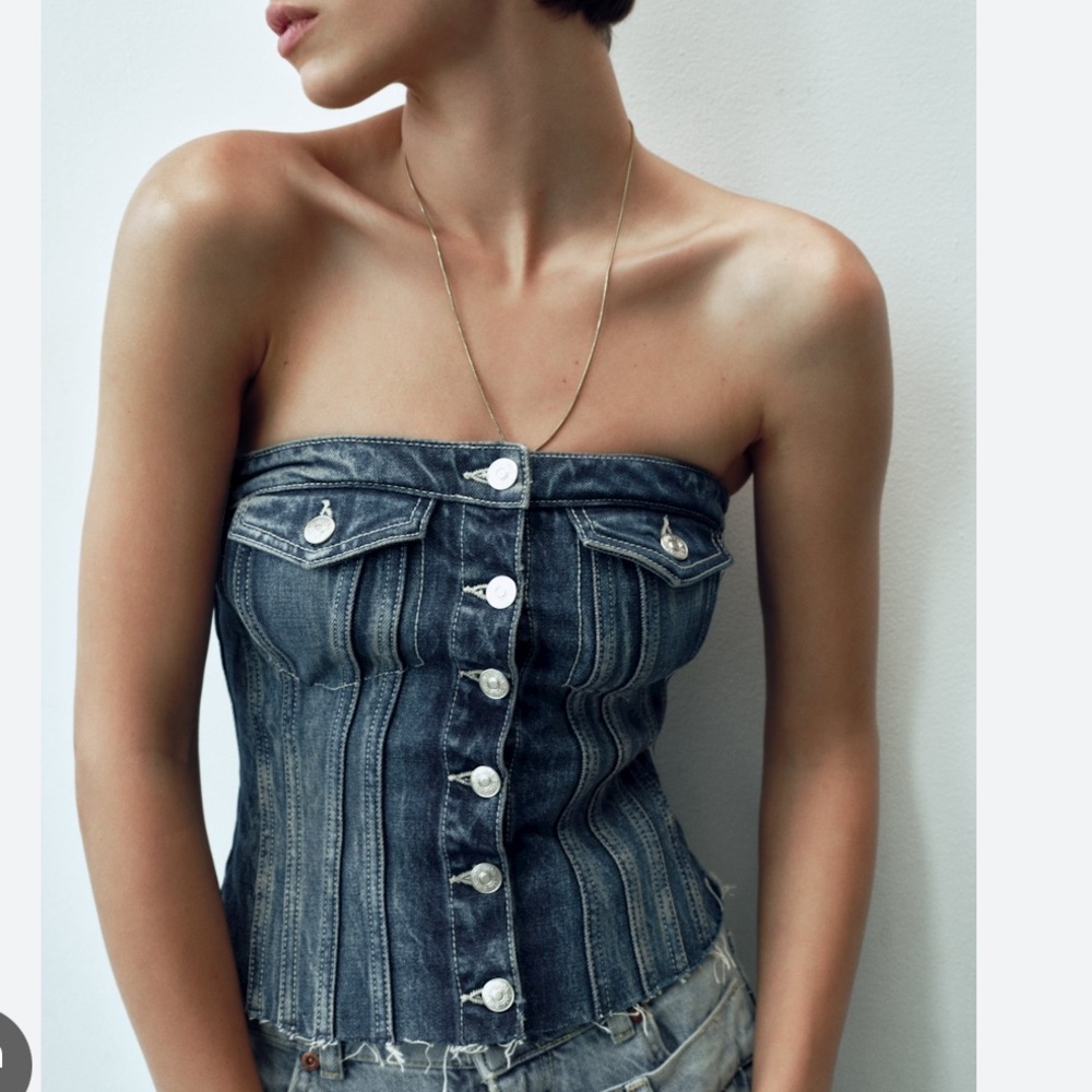 Zara Denim Corset Top